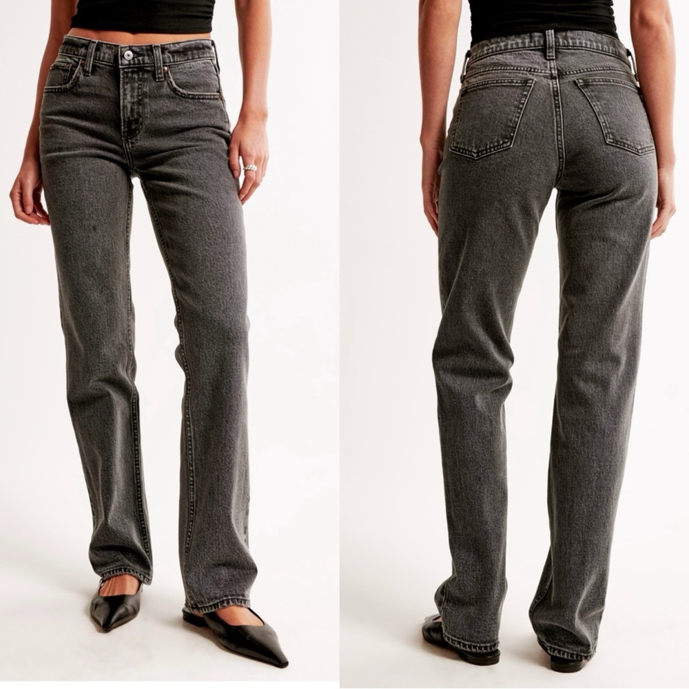 A&F Mid Rise 90’s Straight Leg Jean Dark Grey 28